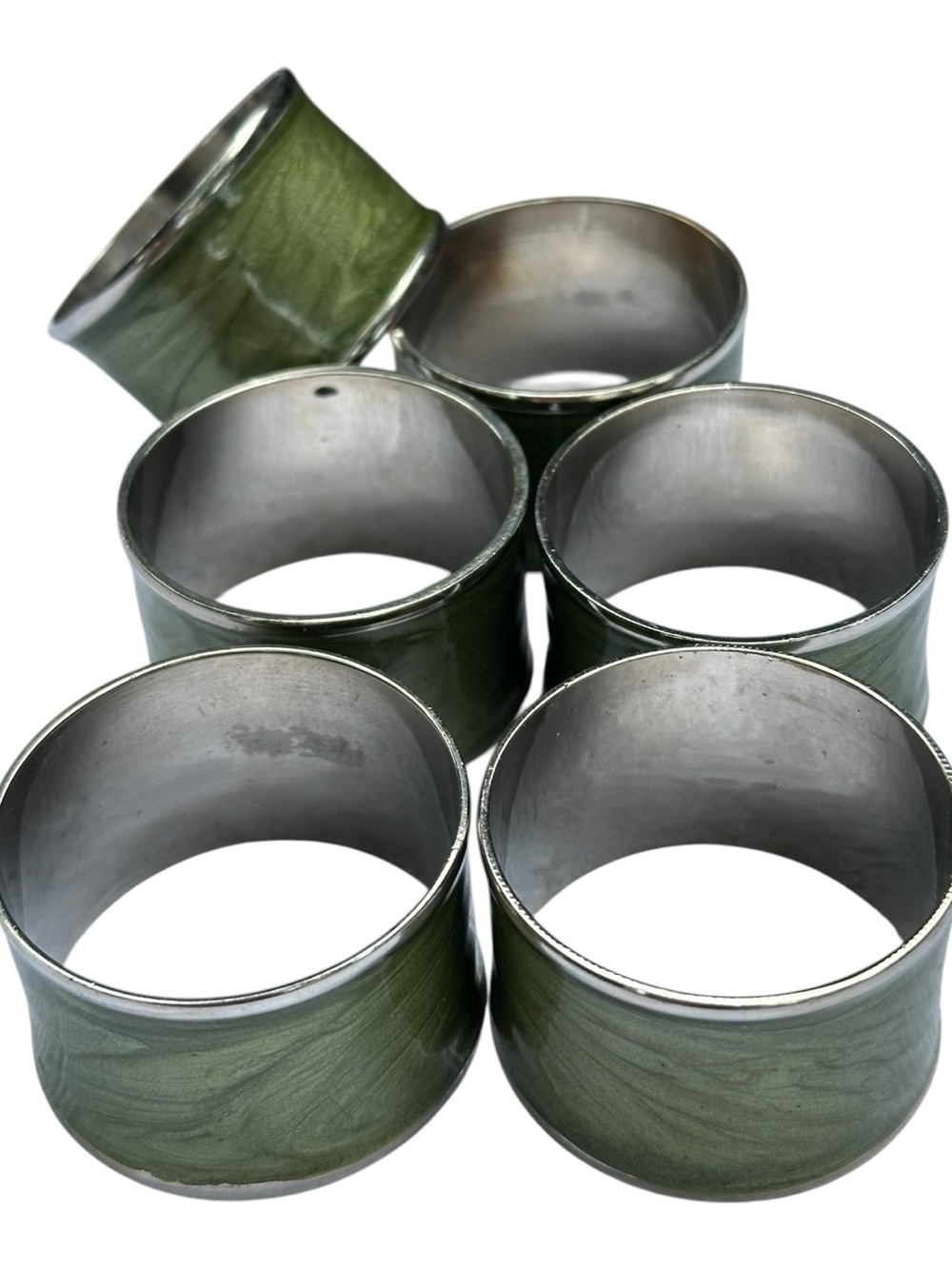 Bodrum Green Enamel Napkin Rings Set of 6